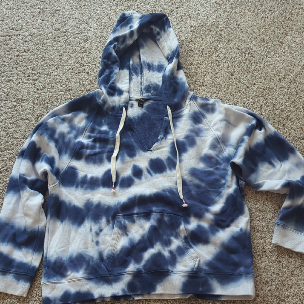 J. Crew Indigo and White Tie-Dye Hoodie